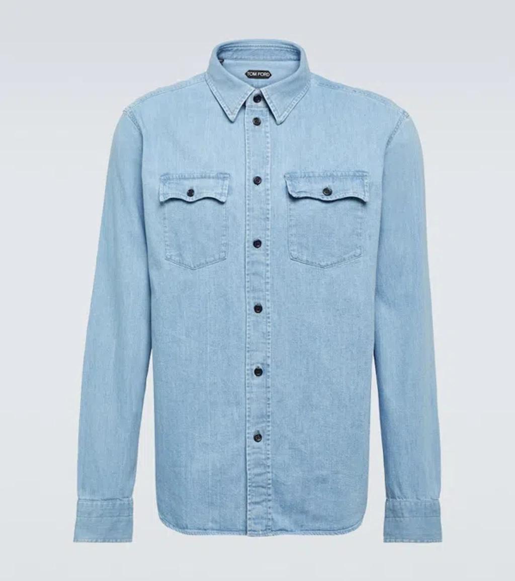 Denim Western Shirt In Blue Product Image