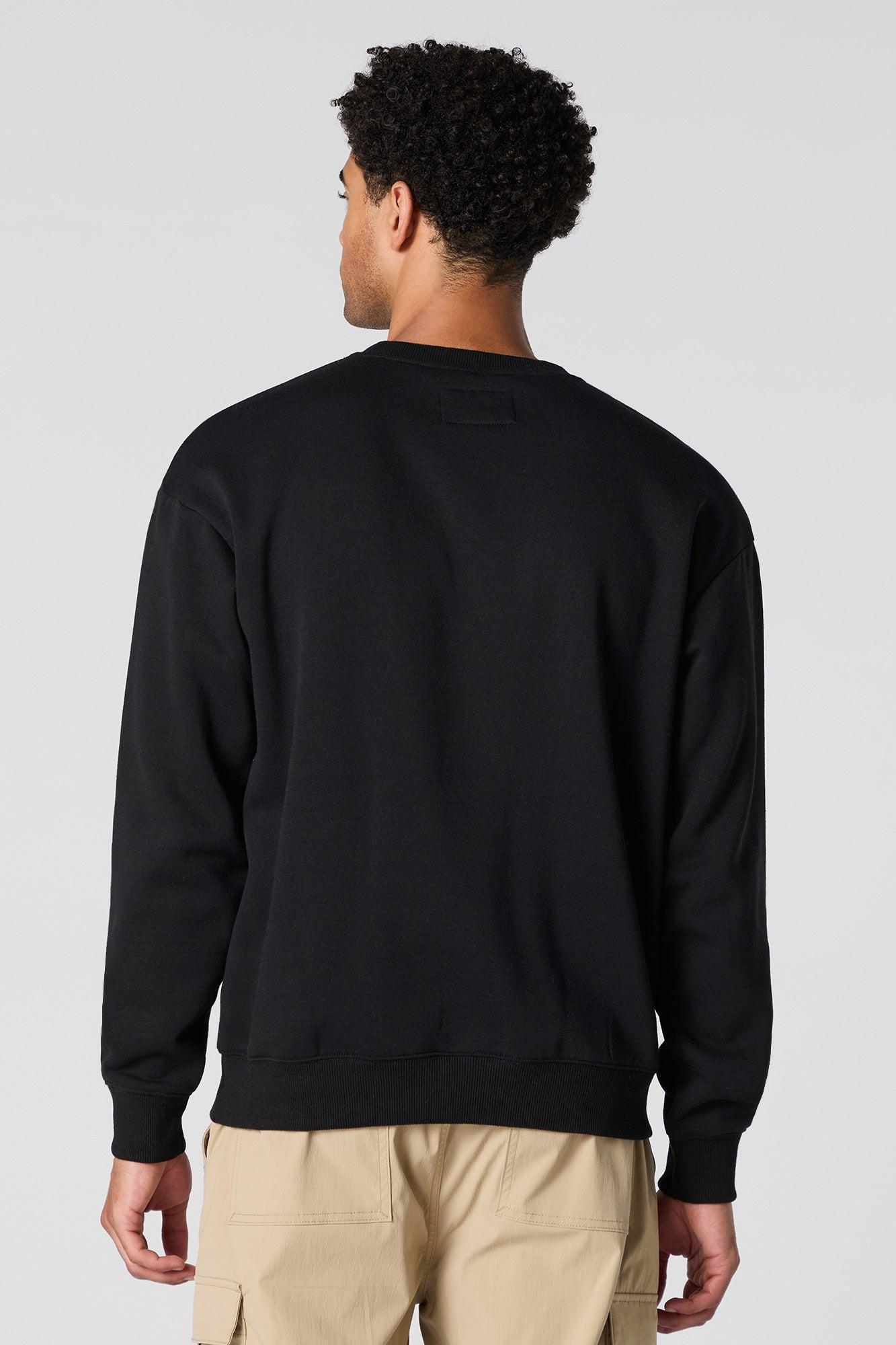 Solid Fleece Crewneck Sweatshirt Male Product Image