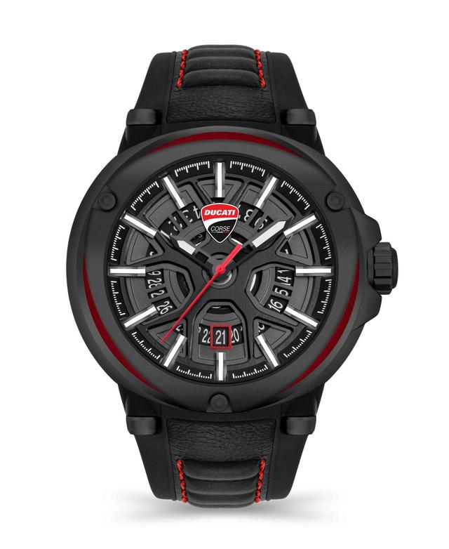 Ducati Corse Mens Partenza Collection Timepiece Black Silicon Strap Watch, 49mm Product Image