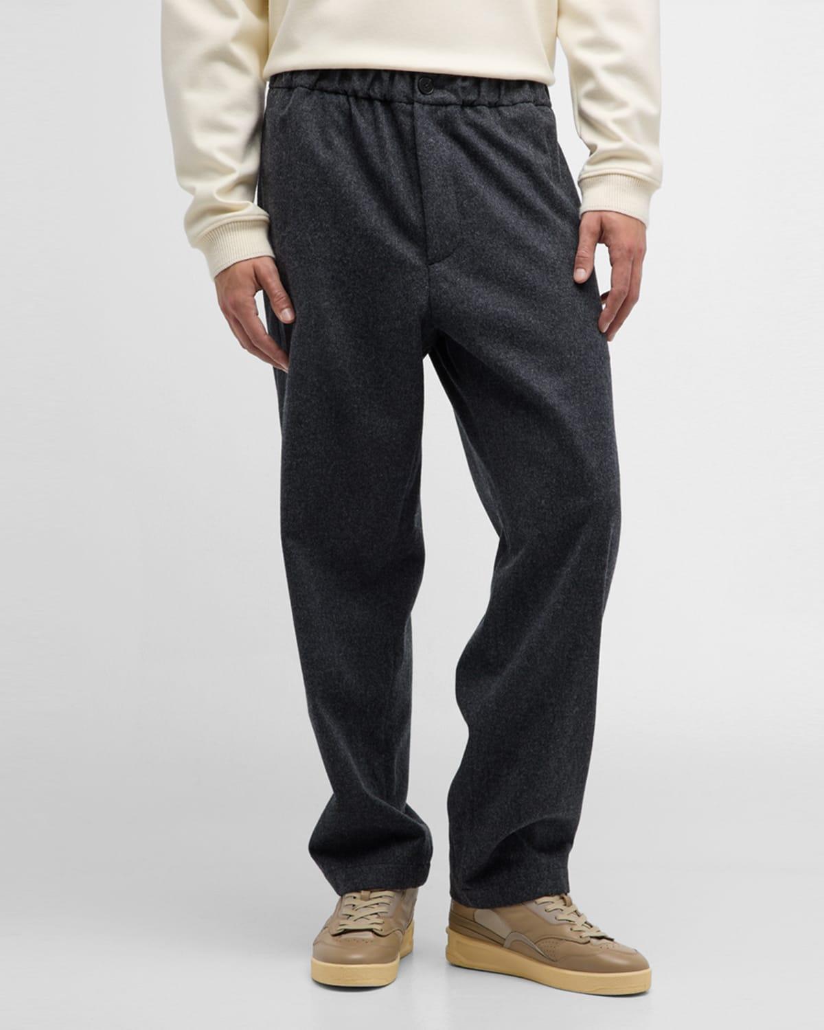 Mens Flat-Front Wool Trousers Product Image