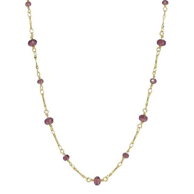 1928 Purple Beaded Chain Station Necklace, Womens, Gold Tone Product Image