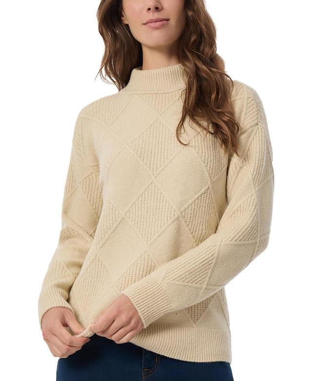 Jones New York Womens Diamond-Stitch Mock-Neck Sweater Product Image