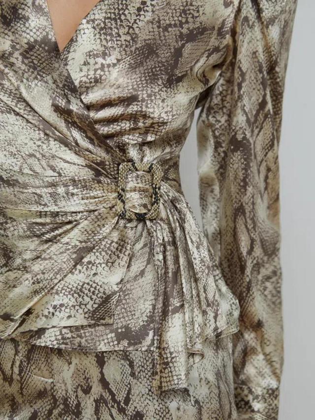 Bensen Stretch-silk Blouse In Tan Multi Snake Product Image