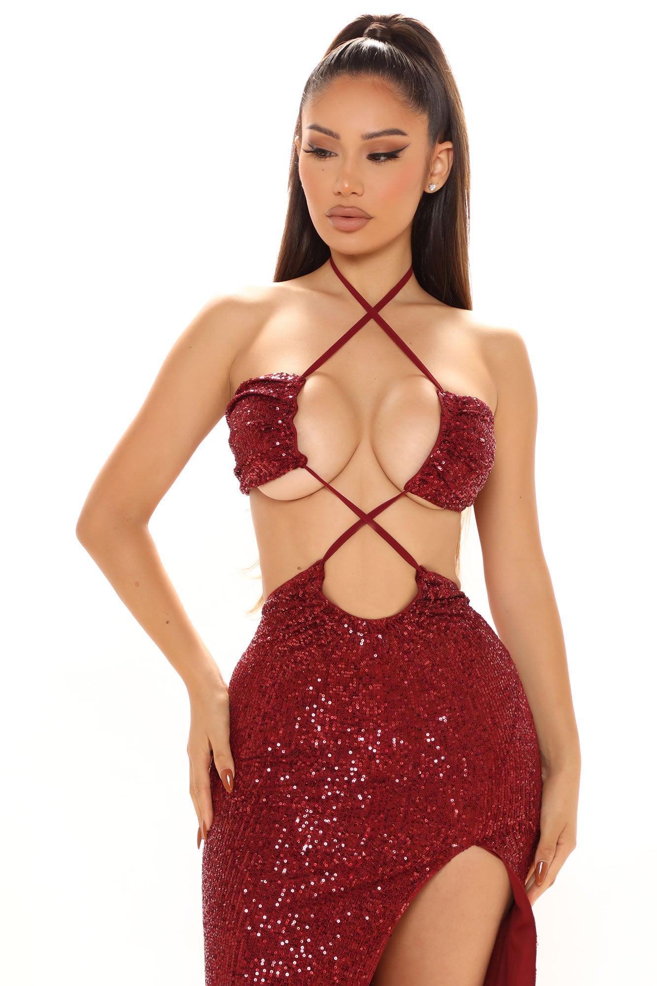 Endless Nights Sequin Maxi Dress - Burgundy Product Image