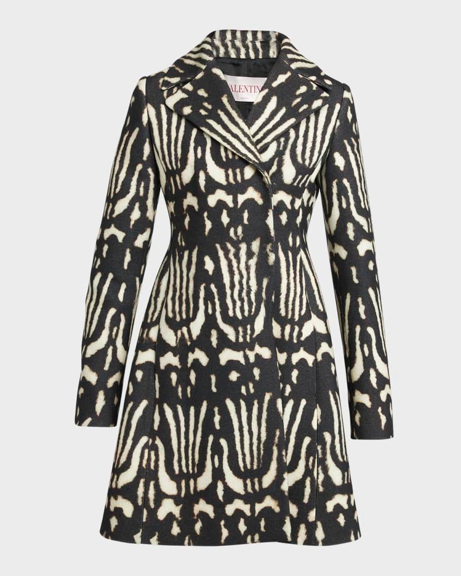 Wild-Print Wool Double-Breasted A-Line Coat Product Image