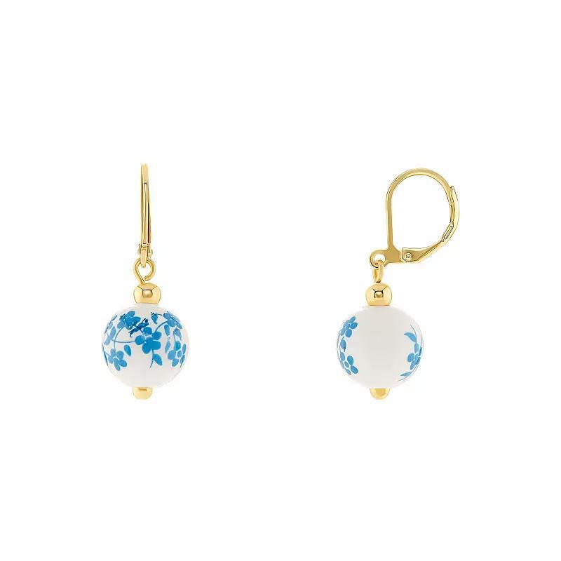 Emberly Gold Tone White & Blue Flower Bead Drop Earrings, Womens, Multi Product Image