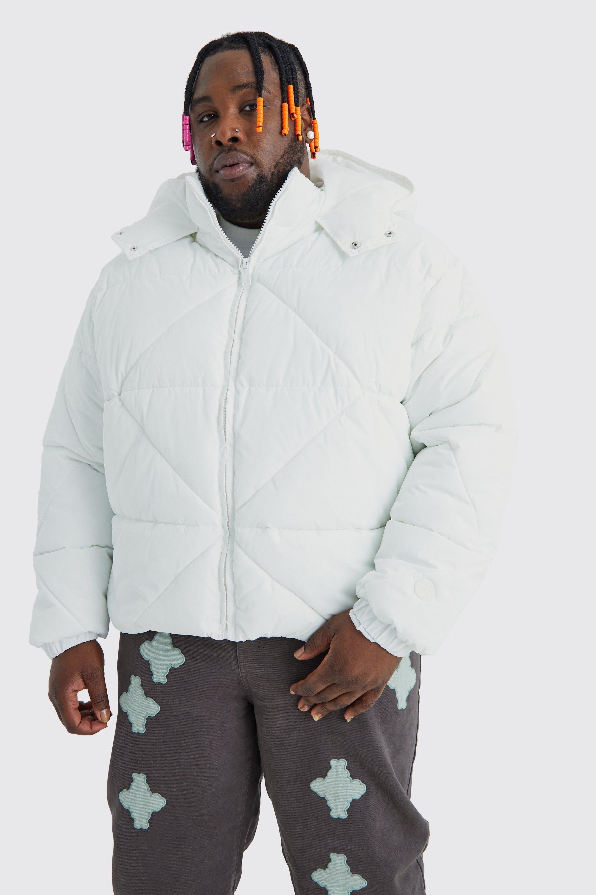 Plus Abstract Quilted Puffer | boohooMAN USA Product Image