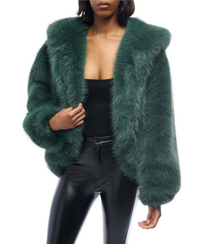 Azalea Wang Emerald Statement Faux Fur Collared Filled Jacket product image