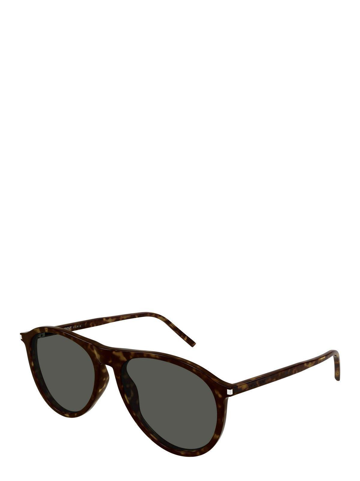 SAINT LAURENT Aviator Frame Sunglasses In 002 Havana Havana Grey Product Image