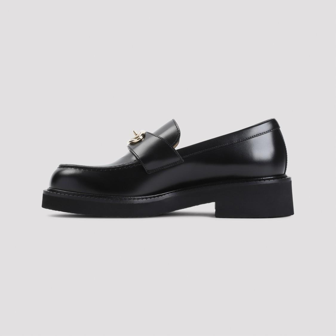 VALENTINO GARAVANI Vlogo Medallion Leather Slip-on Loafers In Black Product Image