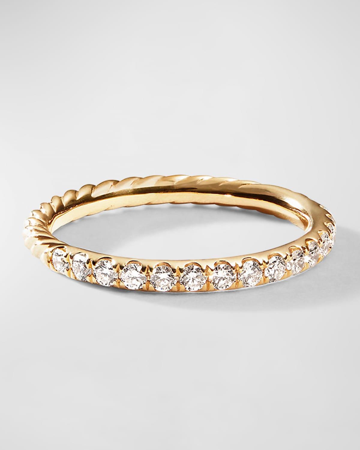 Womens Cable Collectibles Stack Ring in 18K Yellow Gold with Pav Diamonds Product Image