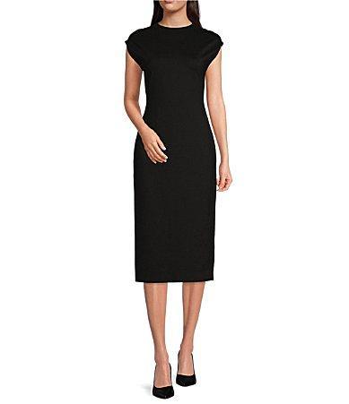 Calvin Klein Ponte Round Neck Cap Sleeve Sheath Dress Product Image