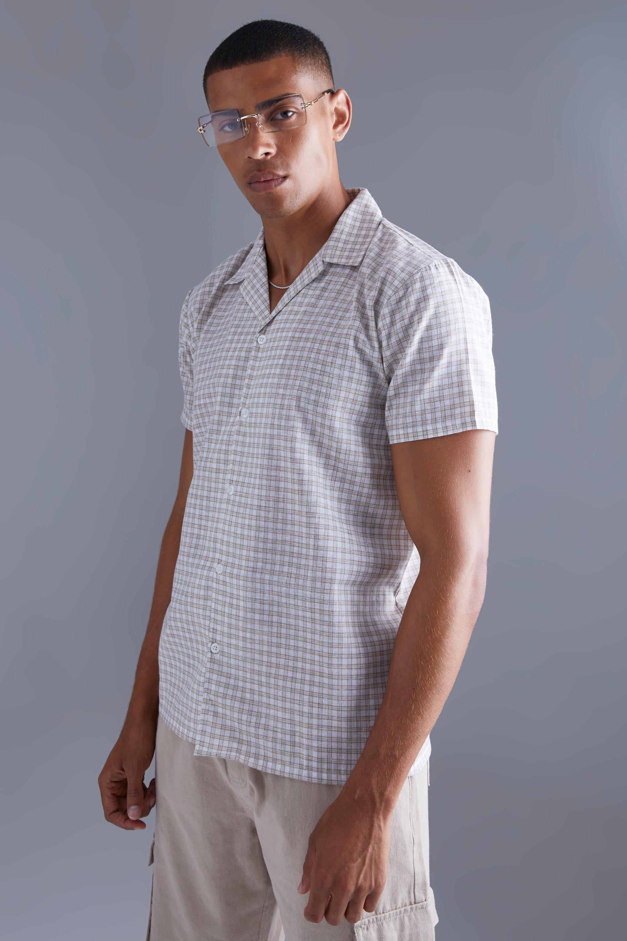 Short Sleeve Regular Mini Flannel Shirt | boohooMAN USA Product Image