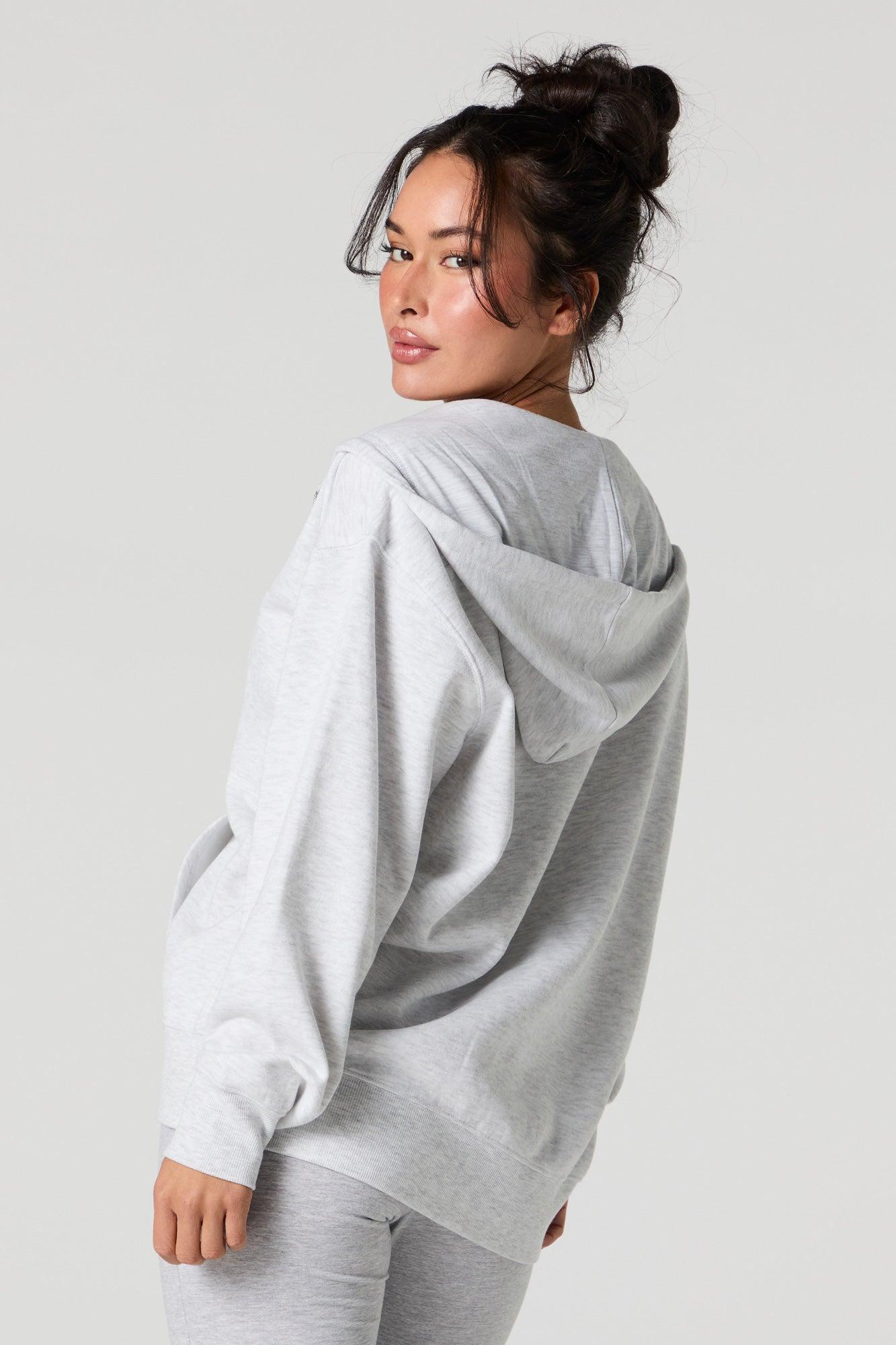 Oversized Fleece Zip-Up Hoodie Female Product Image