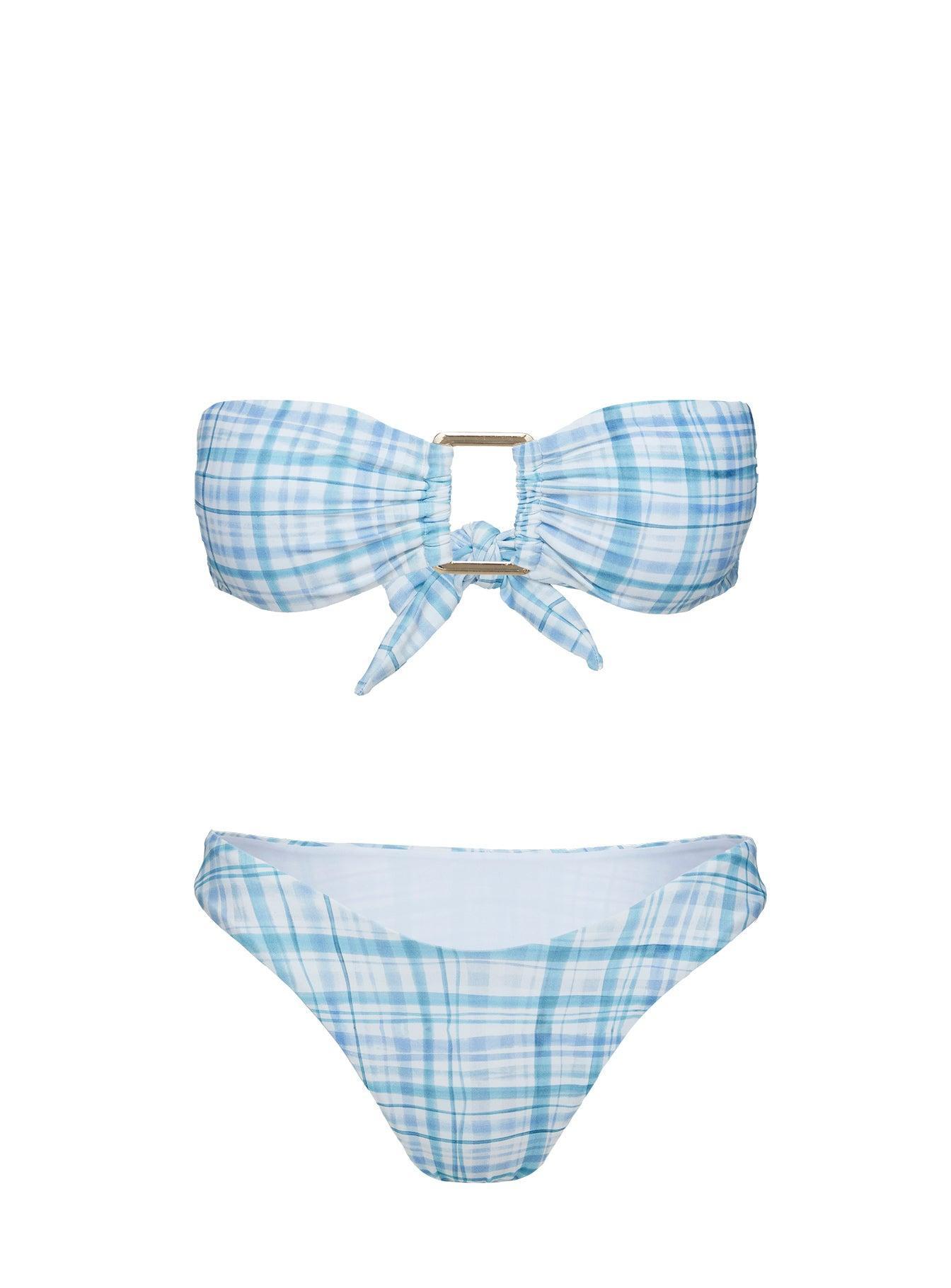 Calbira Cheeky Bikini Bottoms Blue Check Product Image