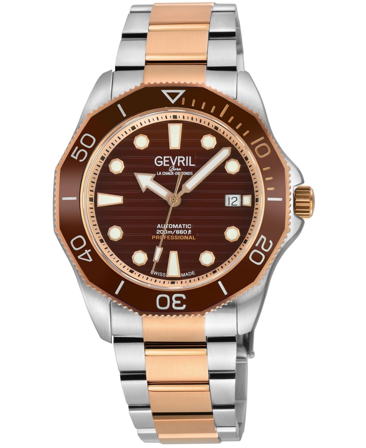 Gevril Mens Pier 90 Two Tone Stainless Steel Watch 42mm - Silver Product Image