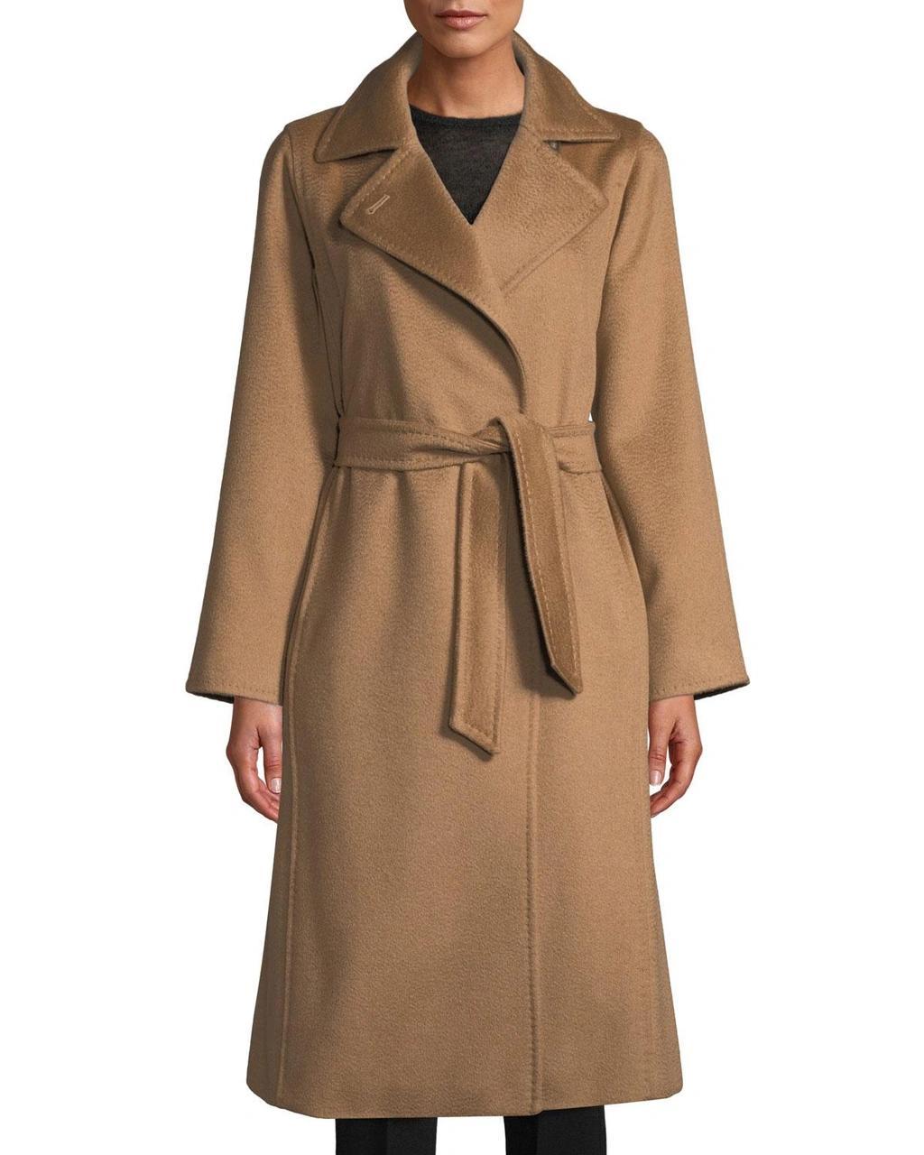 Lvr Exclusive Mohair & Camel Drap Coat In Brown Product Image