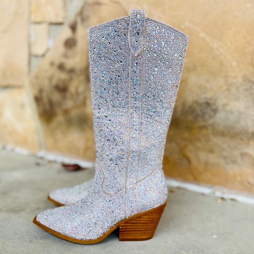 Nashville Glitz & Glam Silver Rhinestone Boots Product Image