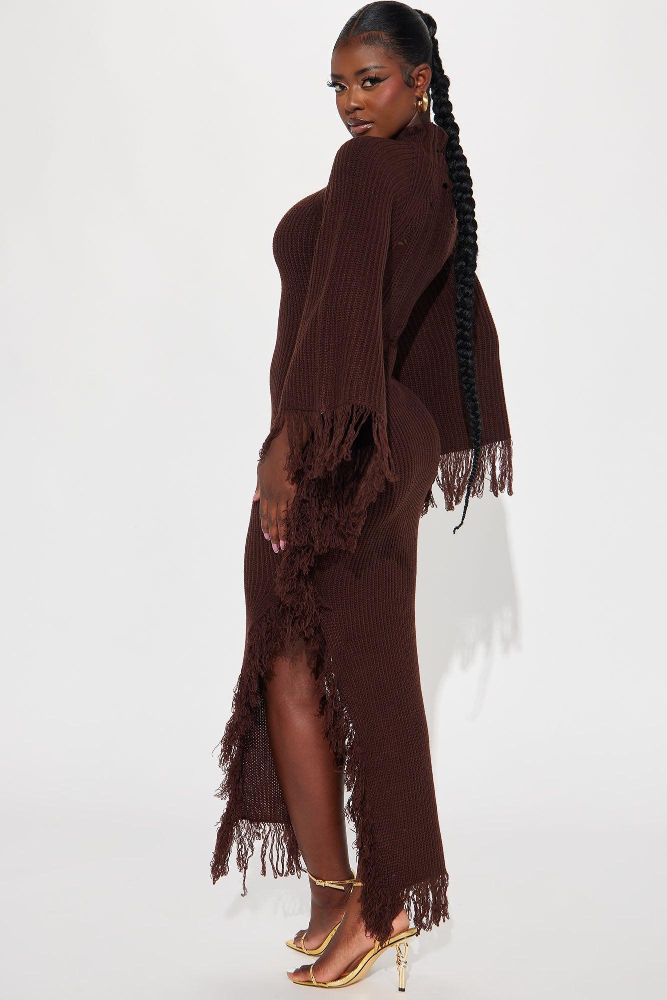 Venae Sweater Maxi Dress - Brown Product Image