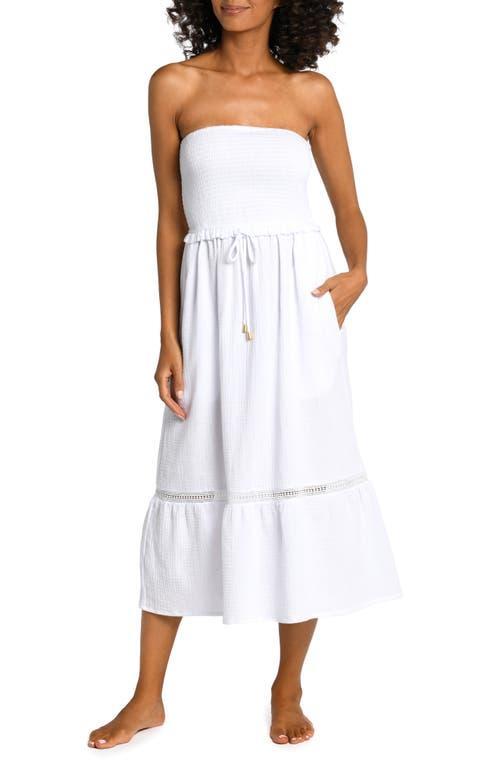 La Blanca Seaside Strapless Cotton Gauze Cover-Up Dress Product Image