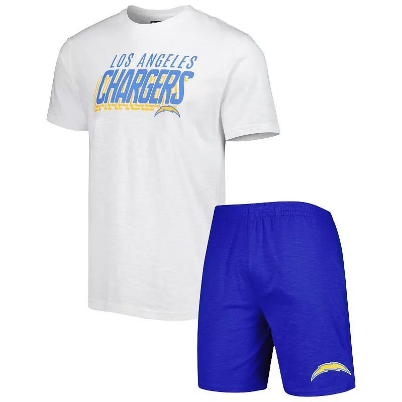 Mens Concepts Sport Royal/White Los Angeles Chargers Downfield T-Shirt & Shorts Sleep Set Product Image