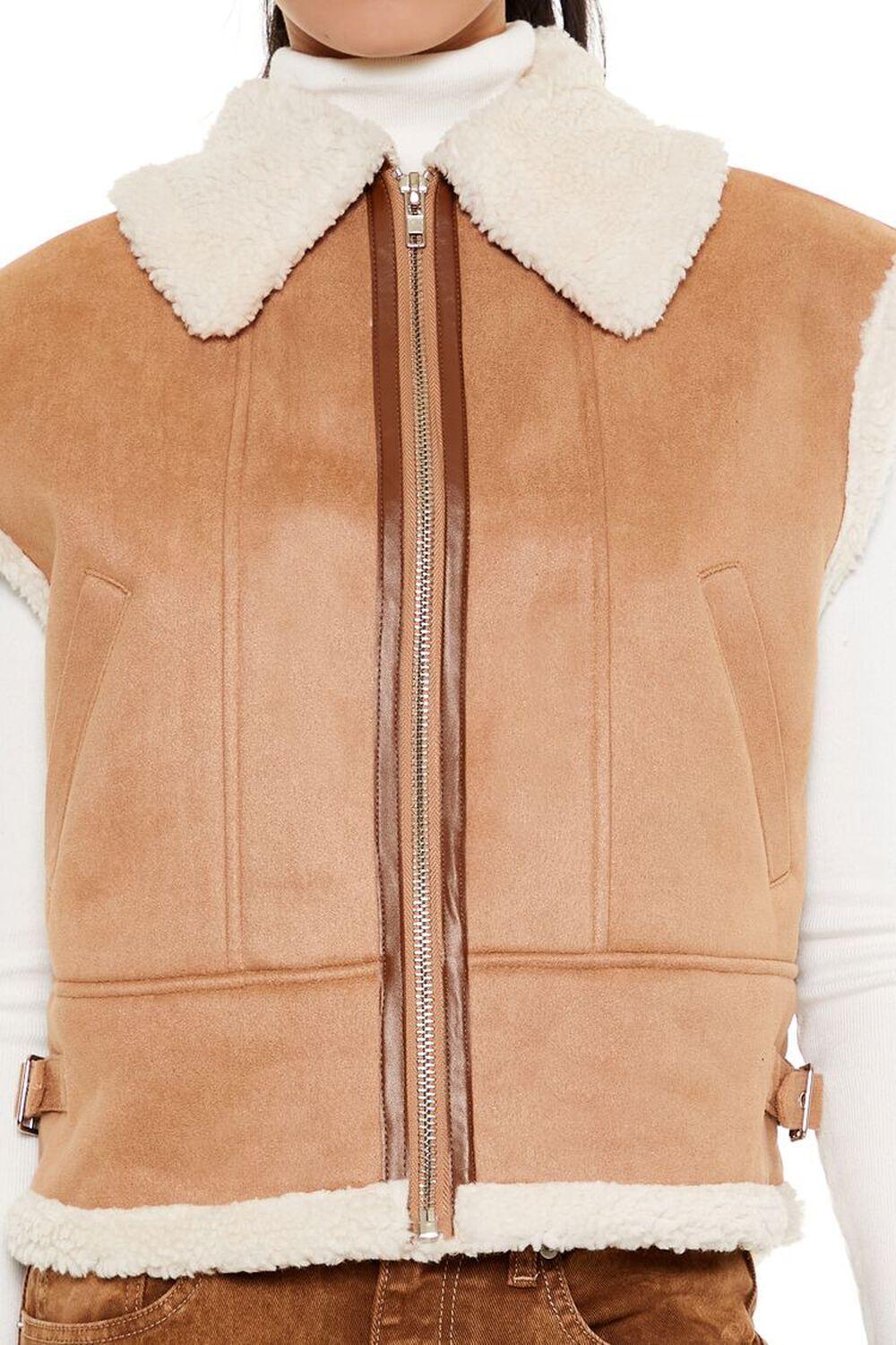 Faux Suede & Shearling Zip-Up Vest | Forever 21 Product Image