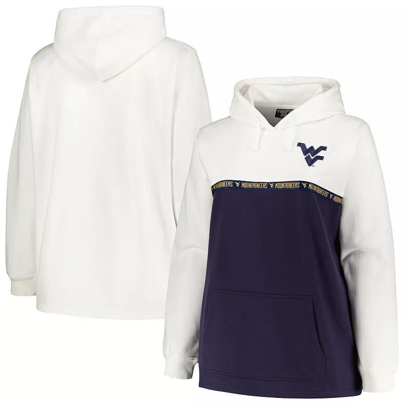 Womens Profile White West Virginia Mountaineers Plus Size Taping Pullover Hoodie - White Product Image