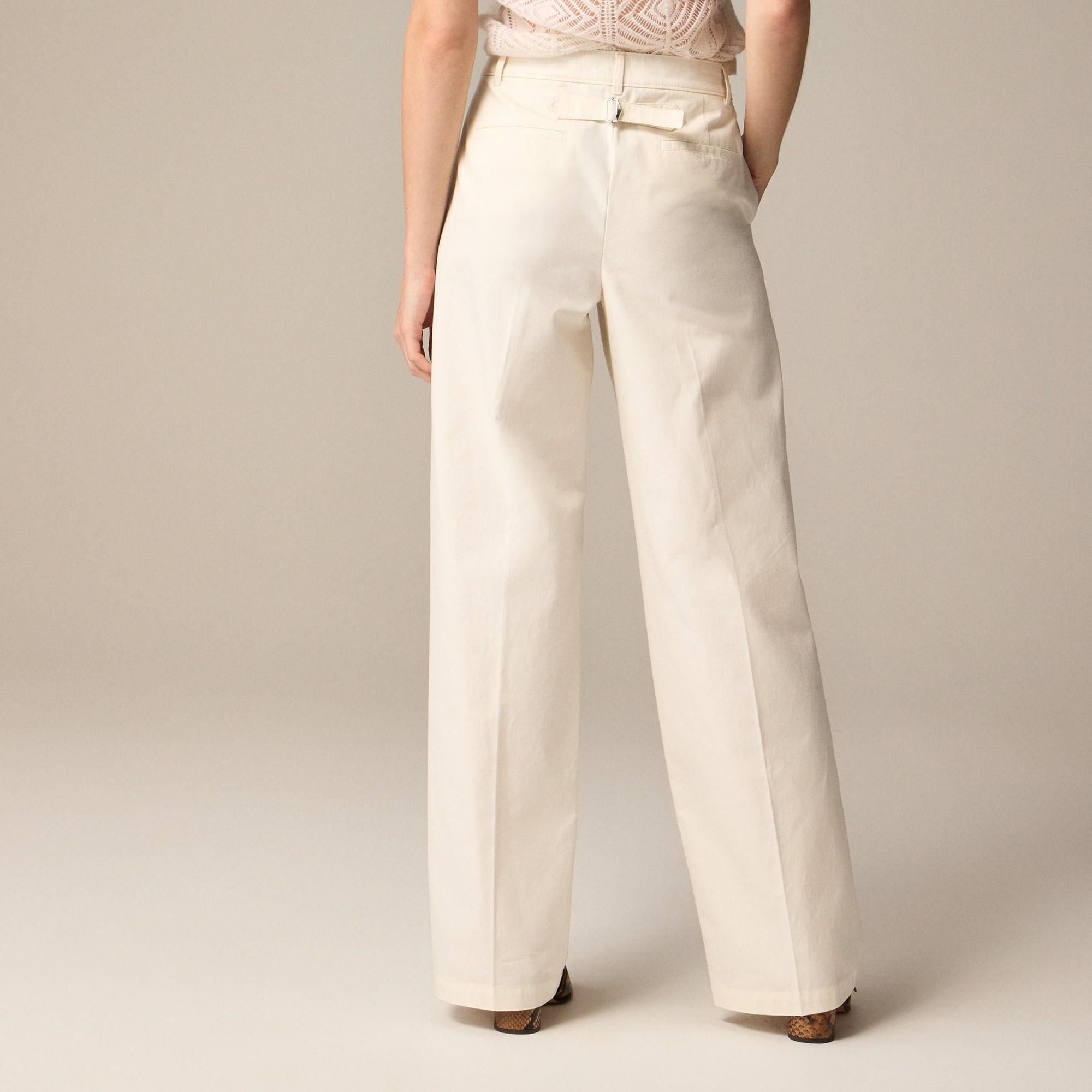 Full-length wide-leg trouser in cotton blend Product Image