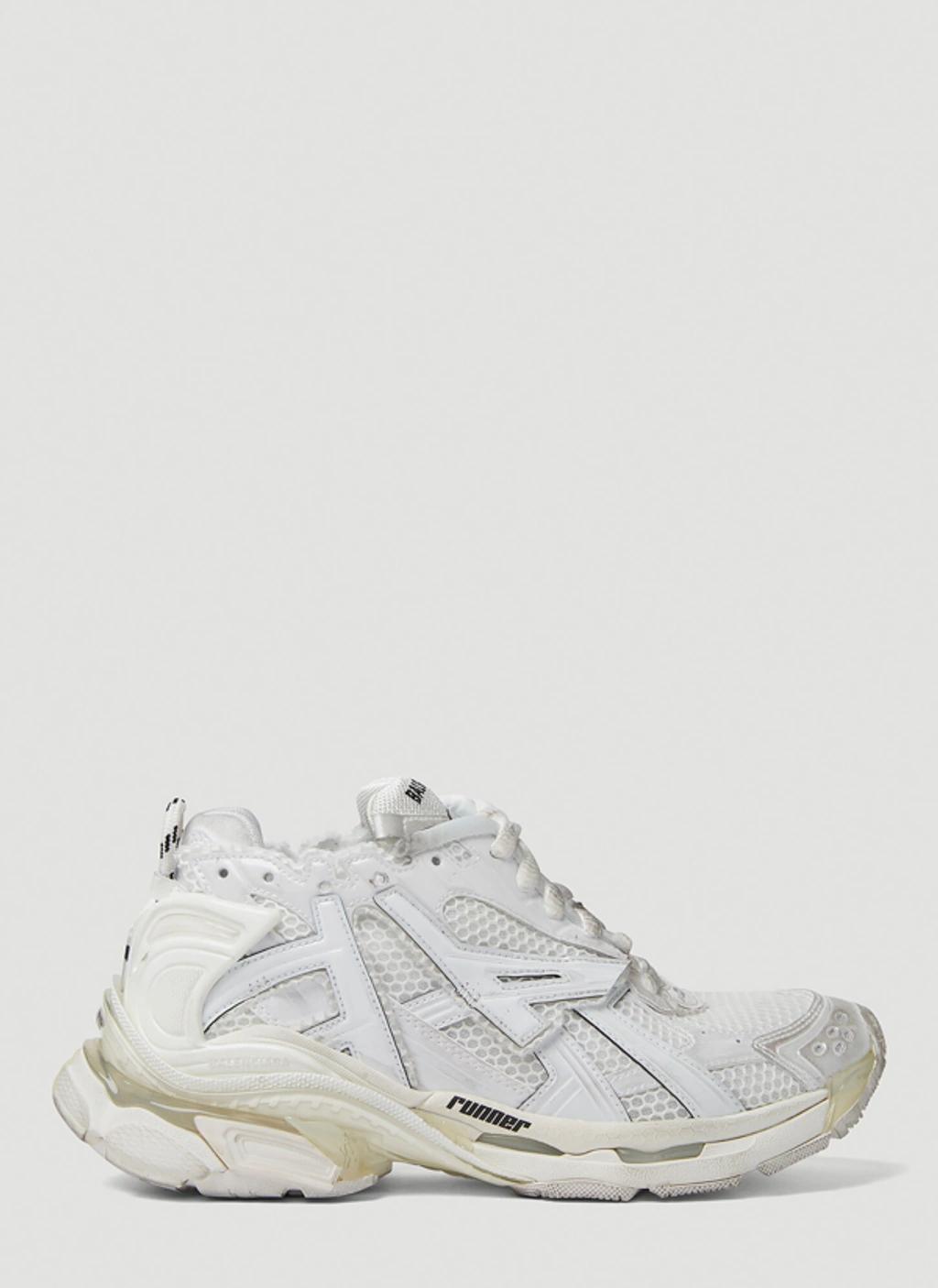 BALENCIAGA Runner Panelled Sneakers In Grey Silver Metallic Product Image