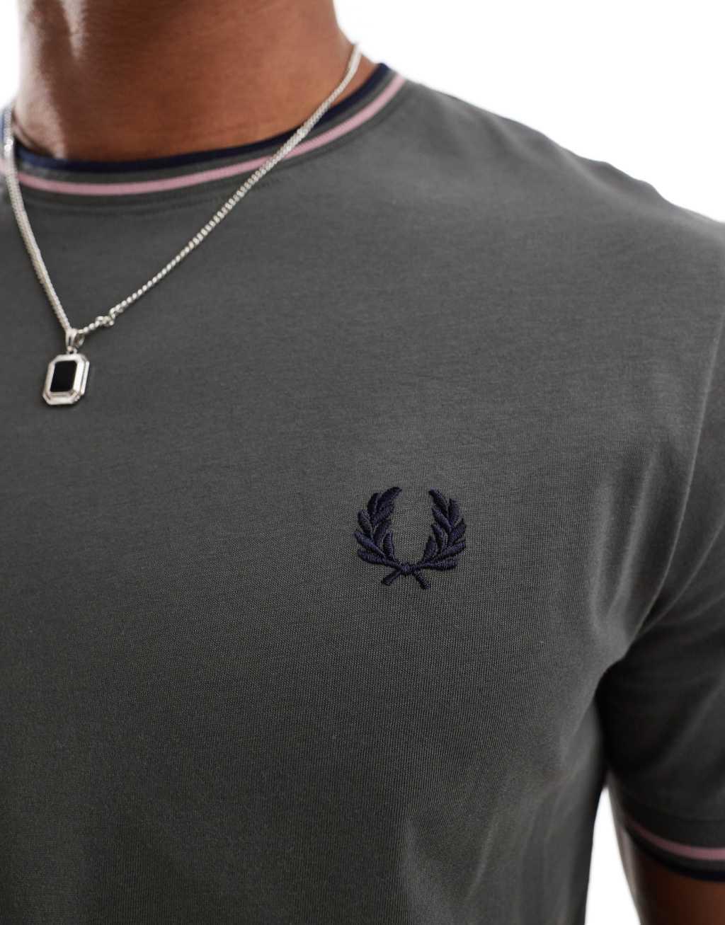 Fred Perry twin tipped t-shirt in grey Product Image