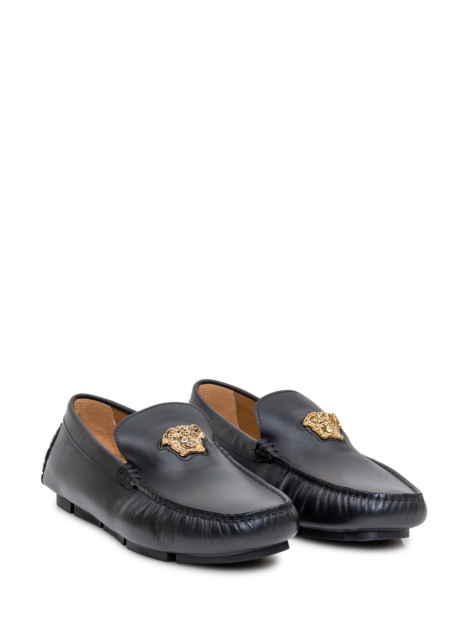 The Medusa Leather Loafers In Black Product Image