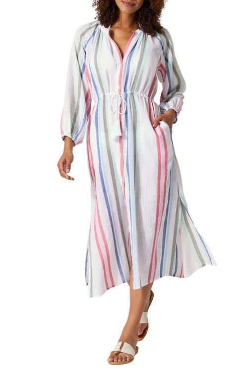 Tommy Bahama Stripe Long Sleeve Cotton Blend Cover-Up Dress Product Image