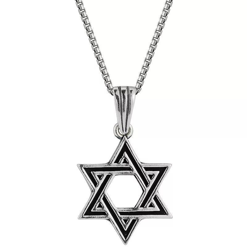 Menster Mens Sterling Silver Oxidized Star Of David Pendant Necklace Product Image