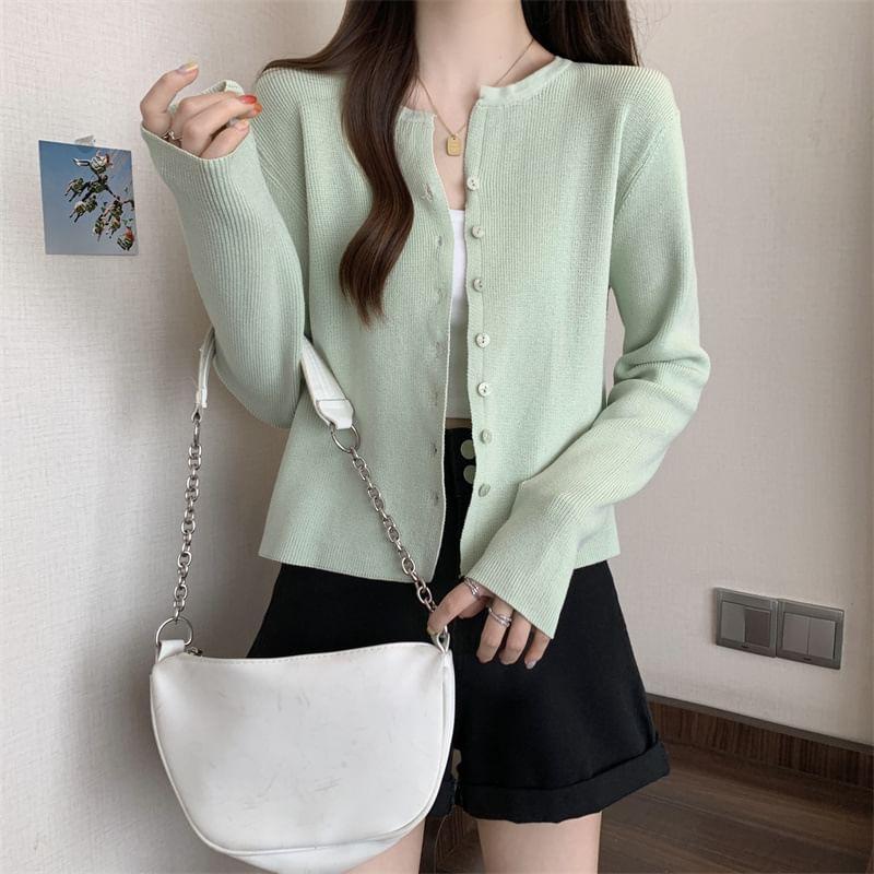 Plain Button-Up Cardigan Product Image