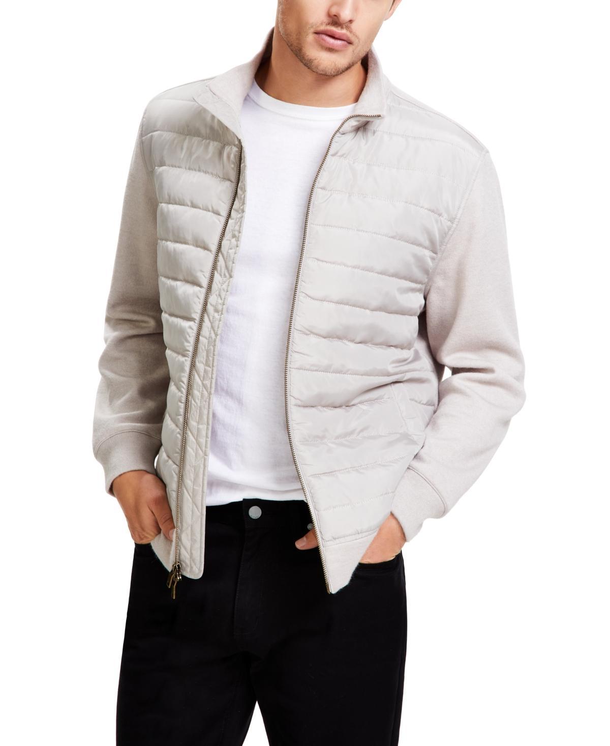 Alfani Mens Mixed-Media Quilted Full-Zip Bomber Jacket, Created for Macys Product Image