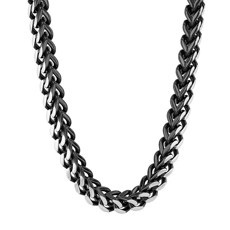 Mens Jewelry Nation Stainless Steel Black & White Curb Chain Necklace Two Tone Product Image