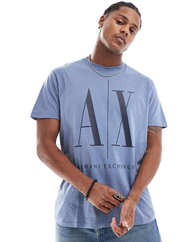 Armani Exchange chest logo t-shirt in blue Product Image