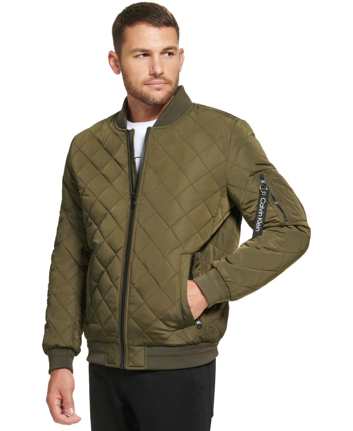 Calvin Klein Mens Quilted Baseball Jacket with Rib-Knit Trim Product Image