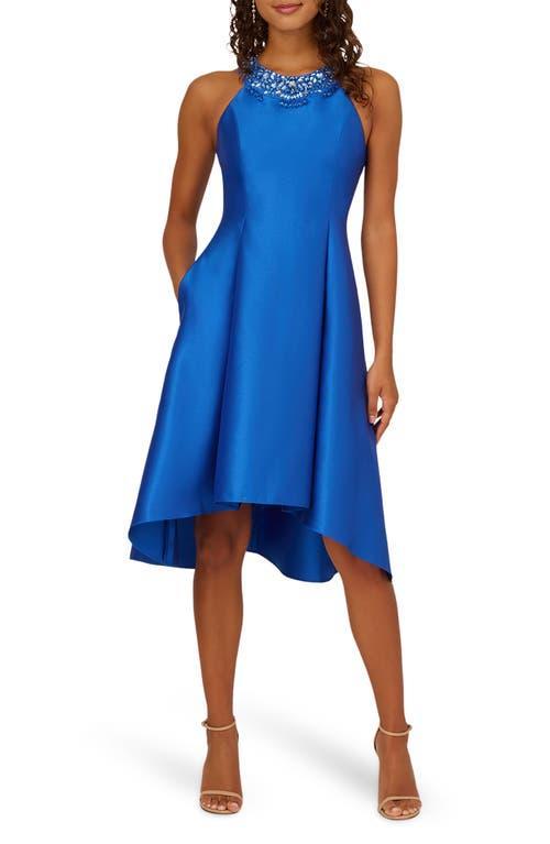 Adrianna Papell Fit And Flare Stretch Mikado Party Dress with Beaded Neckline (Ultra ) Women's Dress Product Image