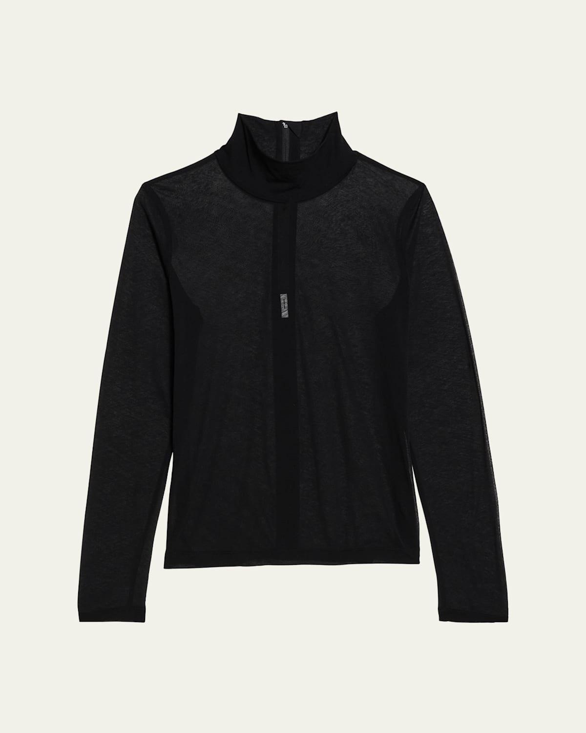 Sheer Two-Way Turtleneck Top Product Image