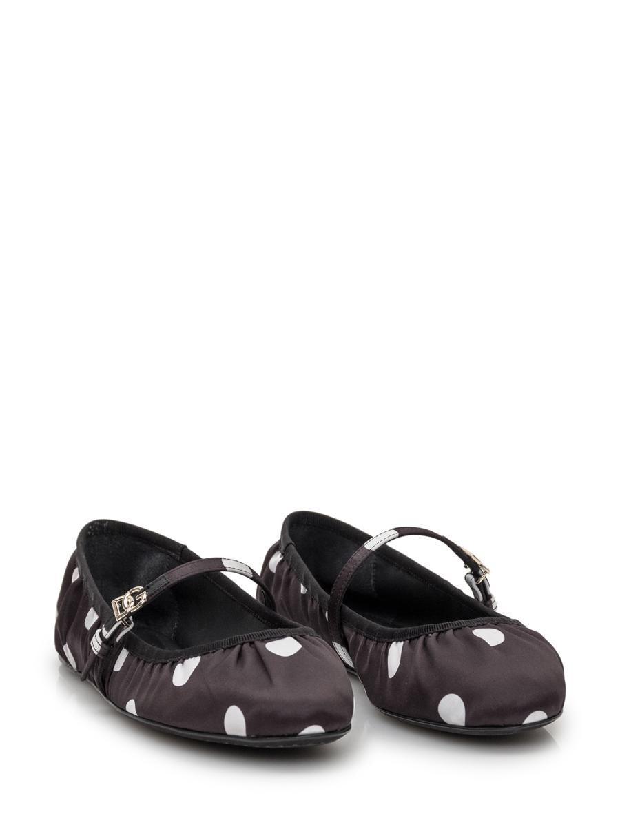 Women's Printed Satin Ballerina In Black Product Image