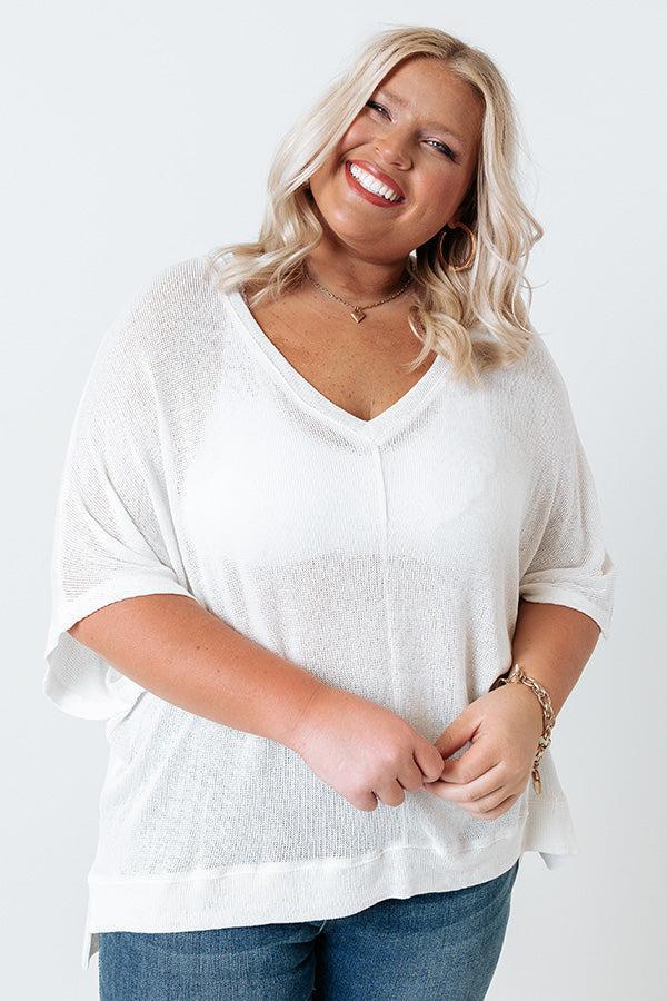 Sweet Daybreak Knit Shift Top In Ivory Curves Product Image