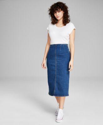 And Now This Womens High-Waist Denim Midi Skirt, Created for Macys Product Image