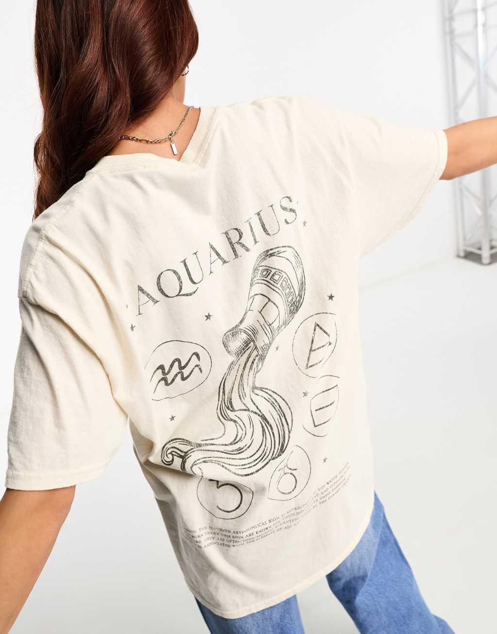 Miss Selfridge horoscope Aquarius oversized T-shirt Product Image