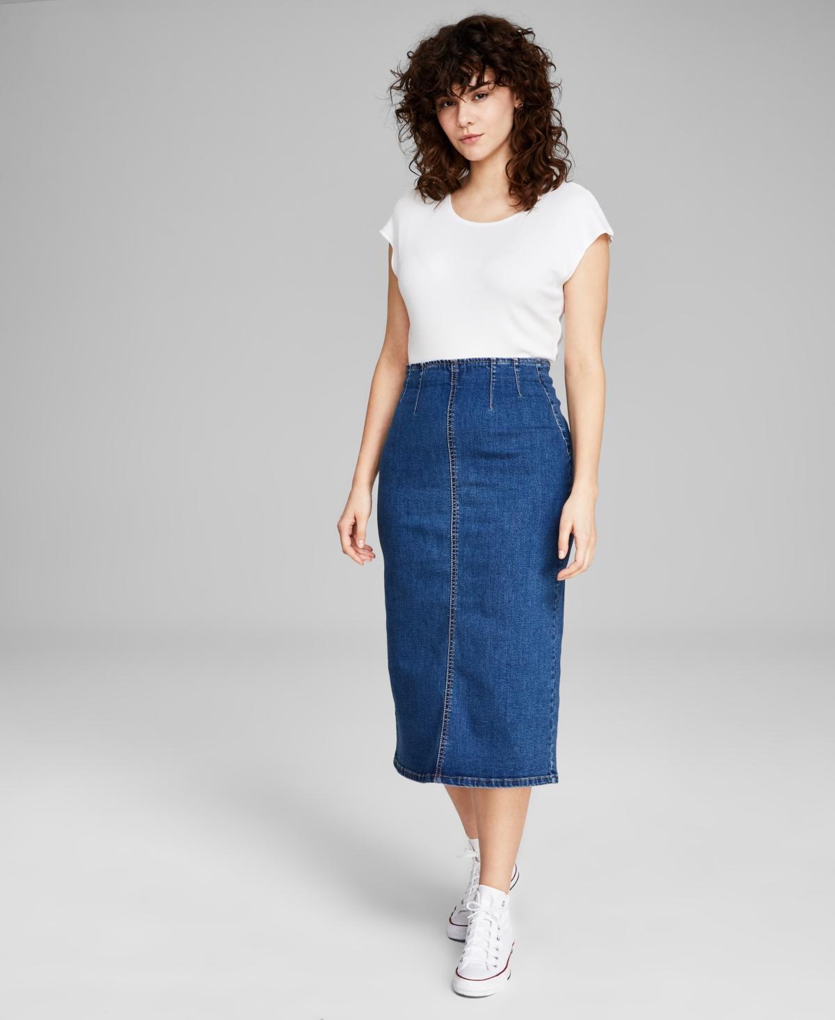 And Now This Womens High-Waist Denim Midi Skirt, Created for Macys Product Image