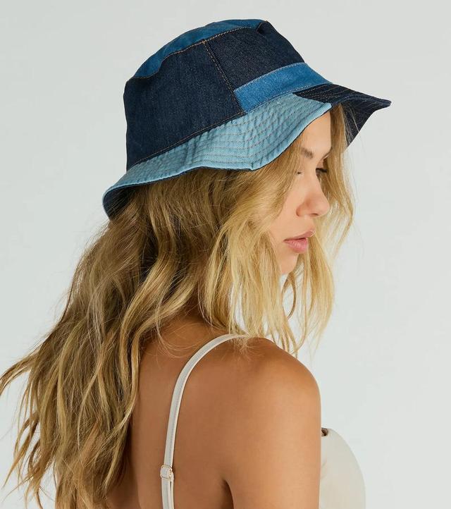 90s Classic Patchwork Denim Bucket Hat Product Image