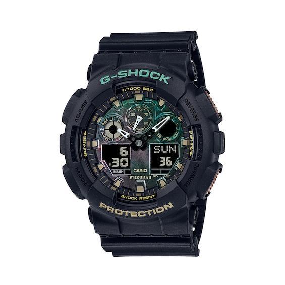 Men's Casio G-Shock Classic Black Resin Strap Watch with Iridescent Sepia Dial (Model: Ga100Rc-1A) Product Image