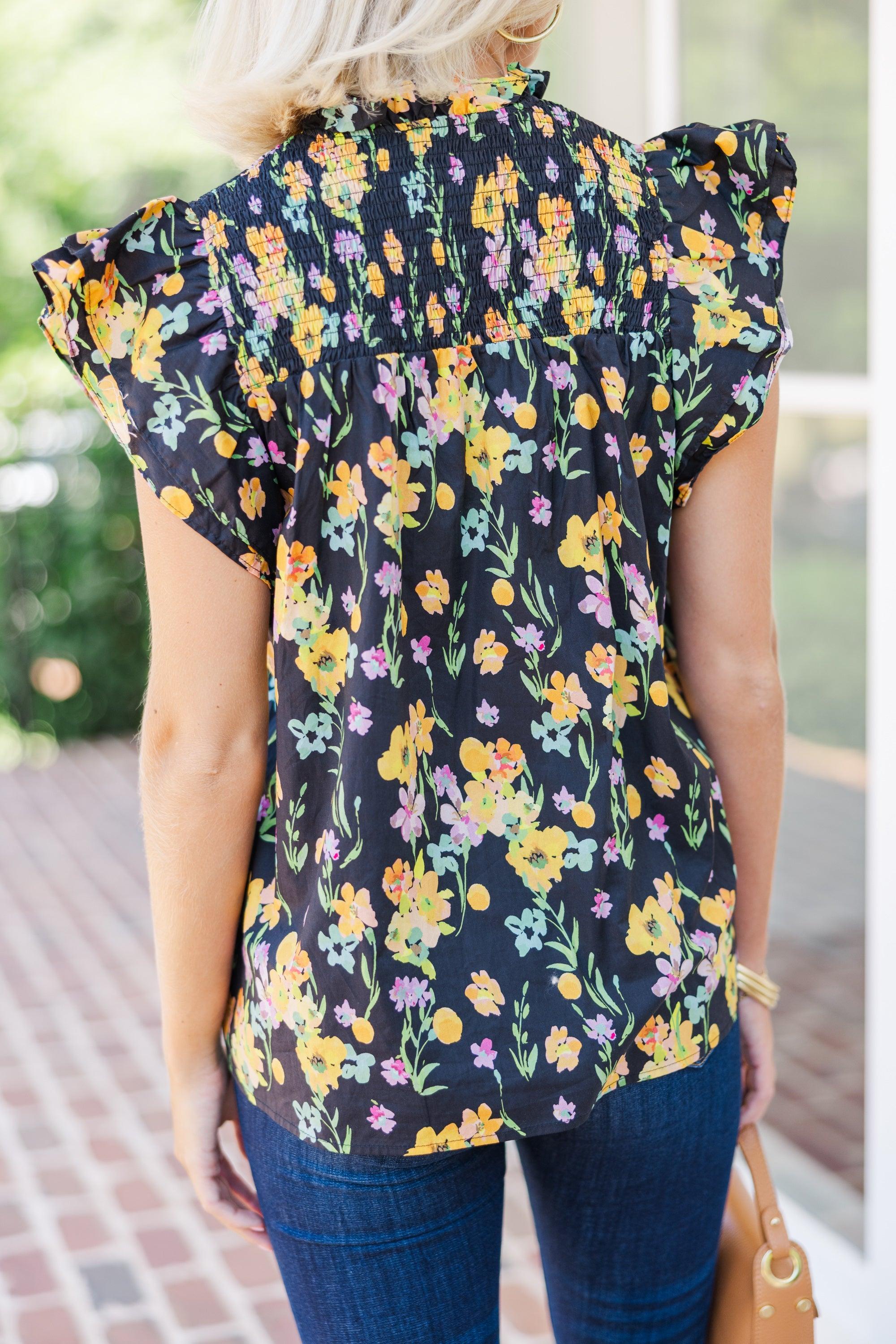 Live Out Loud Black Floral Blouse Female Product Image