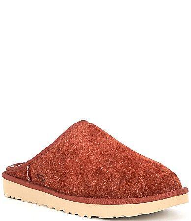 Mens UGG® Classic Slip-On Shaggy Suede Slipper - Dark Grey Product Image