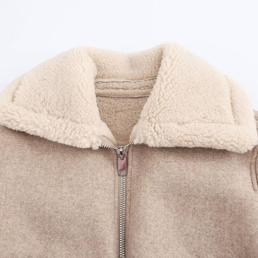 Collar Fleece-Lined Zip Jacket Product Image